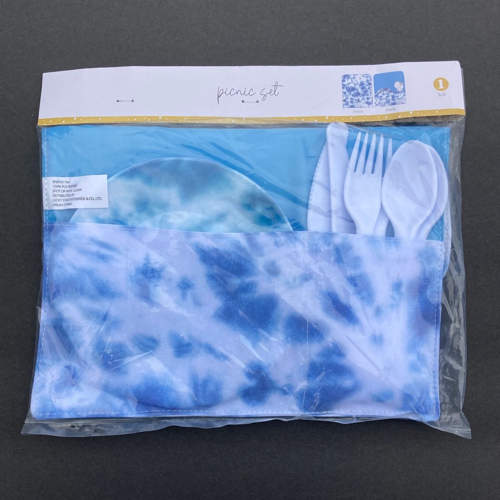 Lucky Star Picnic Set Kids 1 Package Blue White Abstract Print Target New